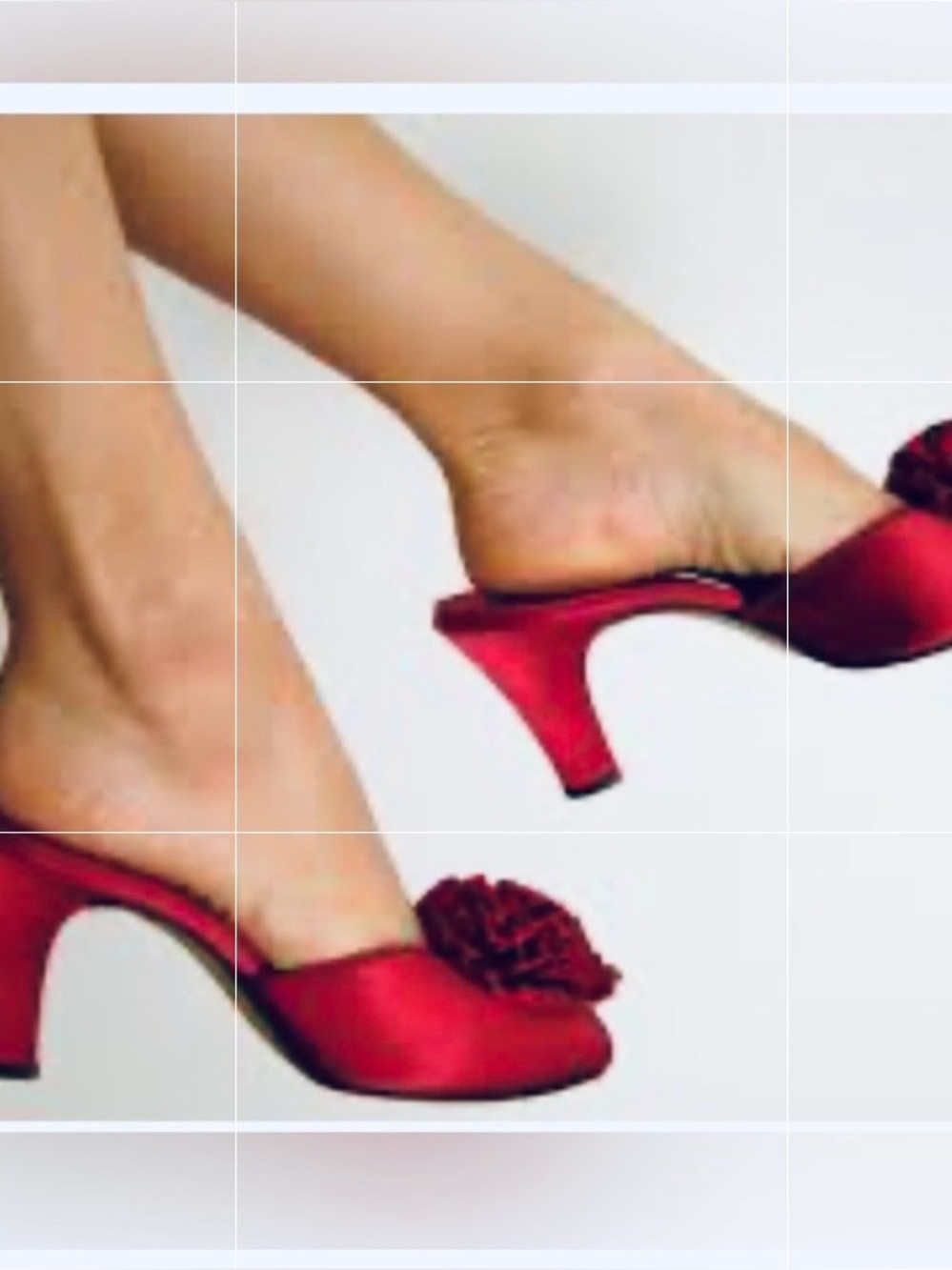 VTG Daniel Green Sz 10.5 Red Satin 1950 Rosette Low-Heel Mules Women’s Slippers - Picture 2 of 12